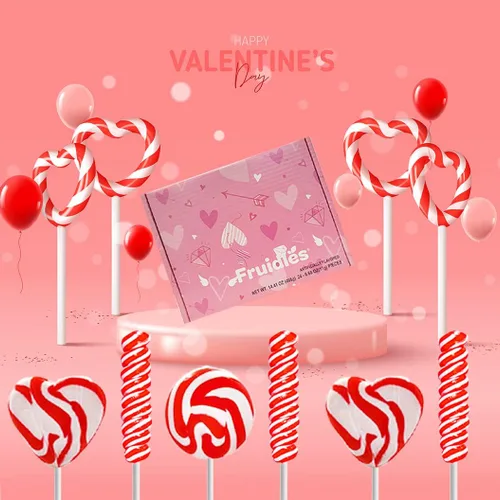 Vista 5 de Fruidles Chupete de piruleta de remolino para el día de San Valentín, envuelto individualmente (paquete de 36)