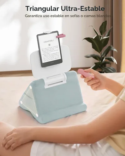 Vista 4 de [Usado] SAIJI Soporte de almohada para tablet iPad mini soporte para Kindle para regazo en la cama, con elevador y clip multifunción ajustable