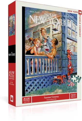 Vista 8 de New York Puzzle Company - New Yorker Seaside Cafe - Rompecabezas de 500 piezas Rojo