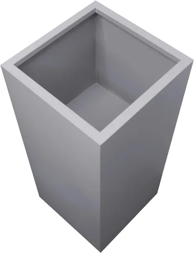 Vista 3 de Maceta metálica galvanizada moderna para interiores y exteriores con drenaje (12 x 12 x 28 pulgadas, gris)