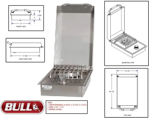 Vista 4 de AMS PKG Parrilla desplegable de 30 pulgadas Bull Outlaw Paquete de 4 piezas Propano