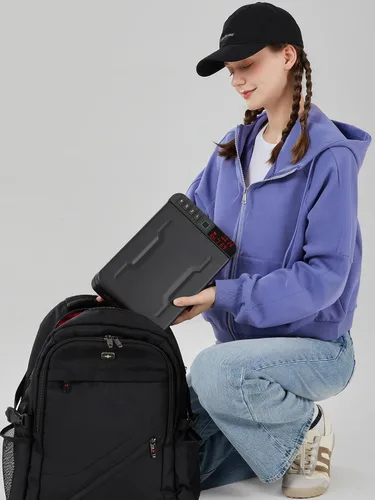 Vista 7 de Z ZLJUAN - Caja fuerte portátil para armas y pistolas con pantalla LCD de temperatura, humedad, huella digital biométrica, cerradura con teclado