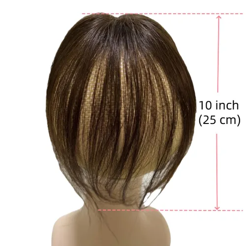 Vista 5 de Anemone Peluca de cabello humano con clip en flequillo para mujer, 10 pulgadas, parte media, lacio, extensiones de volumen para pérdida de cabello