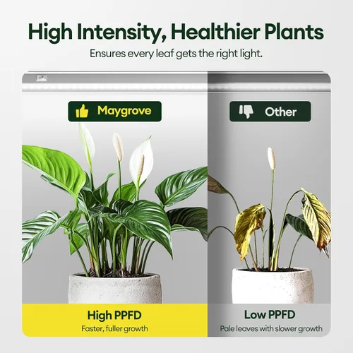 Vista 4 de Maygrove Luces de cultivo para plantas de interior de 2 pies, luz de crecimiento de espectro completo similar al sol, 5000 K, 60 W (4 x 15 W), tiras