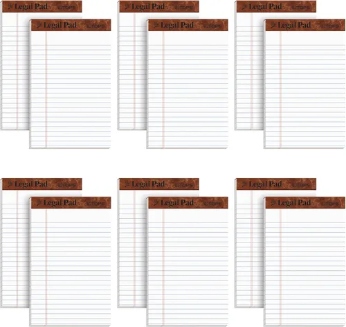 Vista 8 de TOPS Blocs de notas tamaño legal de 5 x 8, paquete de 12, marca The Legal Pad, con líneas estrechas, papel blanco, 50 hojas por bloc de notas