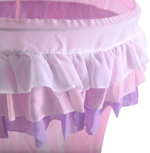 Vista 6 de HAPPYGRILL Mosquitera de princesa con elegante encaje de volantes para niñas y bebés (rosa)