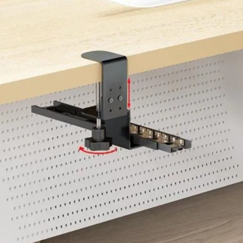 Vista 2 de Plataforma de teclado ajustable, plataforma ergonómica de madera extraíble de 30 pulgadas, extensor de escritorio deslizante, estante para teclado