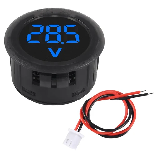 Vista 4 de 5 piezas DC 4-100V medidor de voltaje digital LED para auto, voltímetro de 2 cables redondo, medidor de voltaje y corriente digital DC, detector