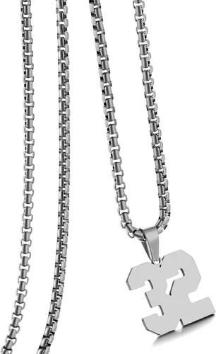 Vista 139 de Collar de Número Dorado para Hombre, Cadena de Acero Inoxidable con Colgante de Número para Atletas, Joyería Deportiva Personalizada para Niños