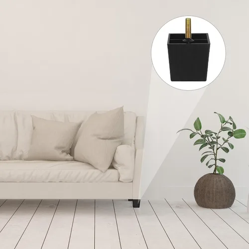 Vista 5 de TURSTIN Paquete de 8 patas cuadradas de plástico para sofá de 2 pulgadas, patas cuadradas para sofás, sillas, color negro