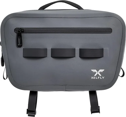 Vista 11 de Xelfly - Mochila de pesca impermeable con soporte para caña, válvula de aire inflable, correas acolchadas para la cintura y bucles para engranajes