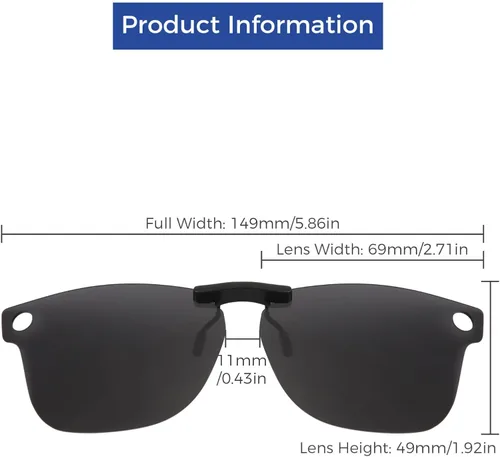 Vista 3 de Lentes de sol polarizados con clip para Ray-Ban Meta Wayfarer RW4008 y Gen 2 RW4012 grandes 53-22 para hombres y mujeres, protección UV, negro