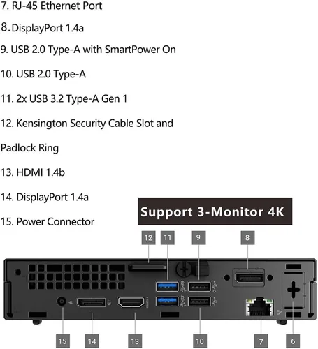 Vista 2 de Dell Mini computadoras de escritorio OptiPlex 7000, Pro Micro Desktop Business PC, Intel 6-Core i5-12400T, RAM DDR4 de 16 GB, SSD PCIe de 512 GB