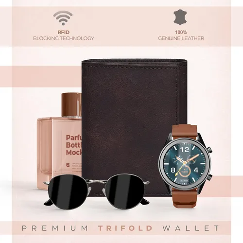 Vista 2 de ESTALON Slim RFID Wallets for Men - Genuine Leather Front Pocket Trifold Wallet