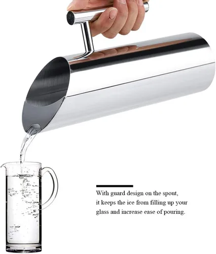 Vista 2 de Jarra de agua de acero inoxidable con protector de hielo, jarra de bebida fría, herramienta de servicio de hotel para el hogar (1.5L)