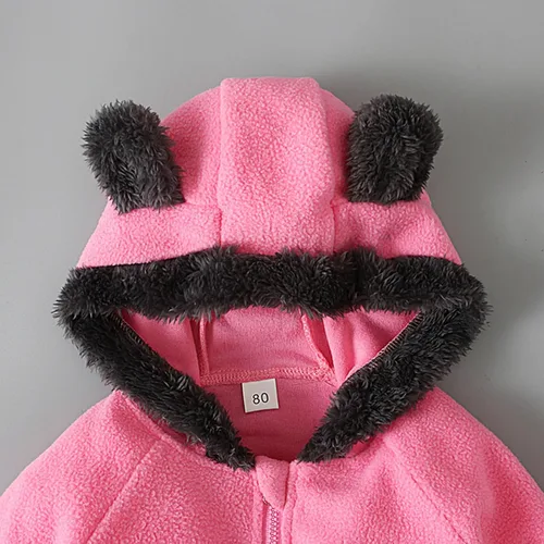 Vista 6 de Toddler Fleece Jacket Girls Boys Lightweight Winter Warm Long Sleeve Teddy Coat Sherpa Hoodie Outerwear With Pockets