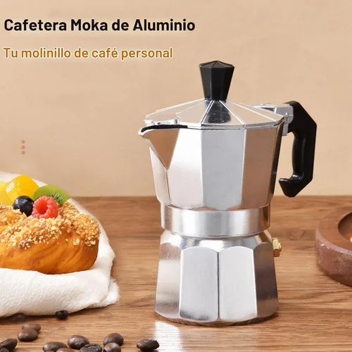 Vista 2 de Cafetera de café expreso para estufa, olla moka de 9 tazas Cafetera de aluminio con filtro de acero inoxidable Cafetera de espresso clásica