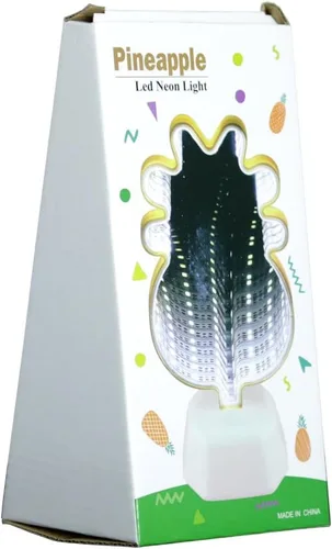 Vista 5 de Lámpara Chi-buy de espejo infinito, luz nocturna led, luz de espejo 3D, diseño de flamenco, cactus, piña y estrella, diseño de unicornio