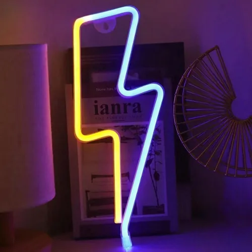 Vista 11 de Letrero de neón para decoración de pared, diseño de sala de juegos de relámpago, 2 unidades Funciona con pilas para dormitorio, luces LED de neón