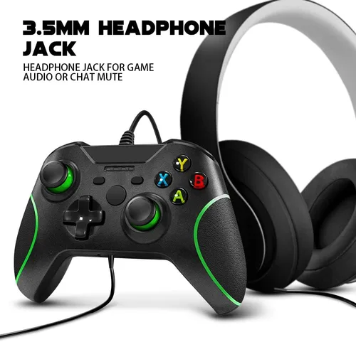 Vista 4 de Replacement for Wired Xbox One Controller, Black Gamepad Joystick Controller for Xbox OneSeries XSPC Windows with 3.5mm Audio Jack