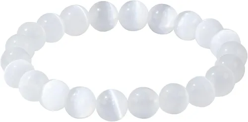 Vista 19 de Clearain Pulsera de Gemas Naturales 8 mm con Cuentas Redondas de Chakra, Cristal de Energía para Reiki, Curación Elástica y Elástica de 7 Pulgadas