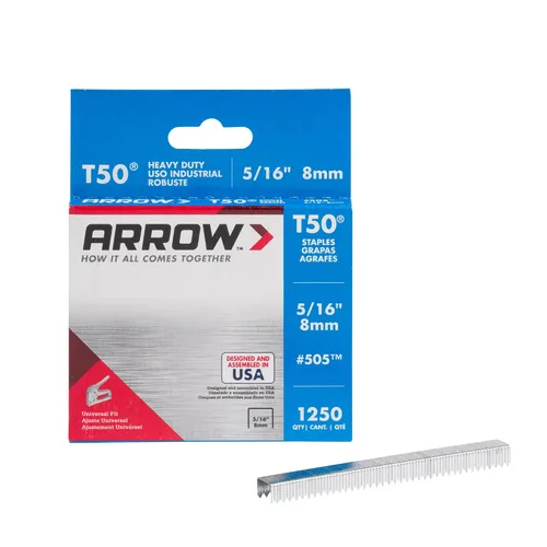 Vista 13 de Arrow 508 Heavy Duty T50 Longitud de pierna de 1/2 pulgada, corona de 3/8 pulgadas, grapas para tapicería, construcción, muebles, manualidades, 1250