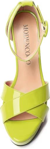 Vista 136 de MODENCOCO Sandalias de boda con correa de tobillo sexy para mujer, con plataforma y puntera abierta, tacón de aguja y tacón alto, zapatos de vestir