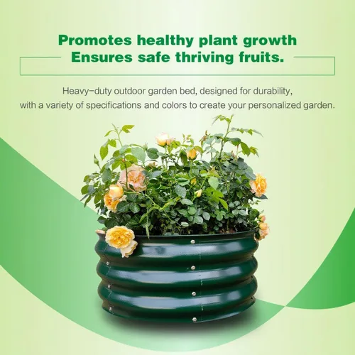 Vista 5 de GARDMAX 2x2x1FT Galvanized Round Raised Garden Bed Kit, Metal Planter Boxes Outdoor with Easy Assembly, Large Garden Bed for Vegetables, Fruits