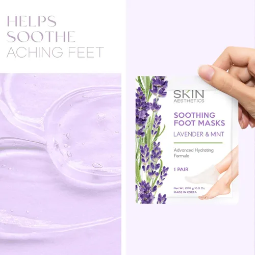 Vista 7 de Skin Aesthetics Mascarillas para pies de lavanda y menta, reparan y suavizan los pies agrietados, hidratantes y exfoliantes, cuidado de la piel