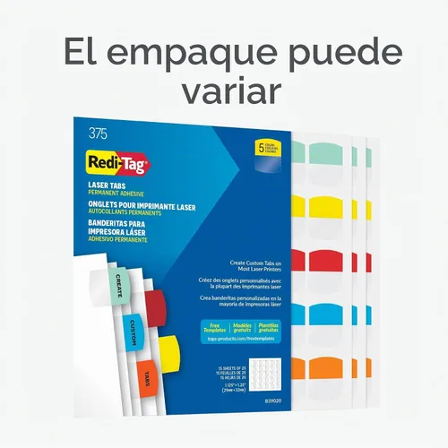 Vista 7 de Pestañas de índice láser imprimibles Redi-Tag, Variados