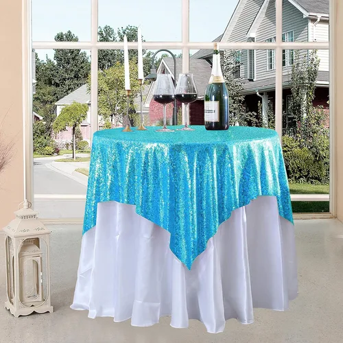 Vista 89 de Manteles redondos de lentejuelas negros para fiestas, de 121,9 cm, mantel redondo de purpurina ajustado, pequeño, lindo y dulce, para boda