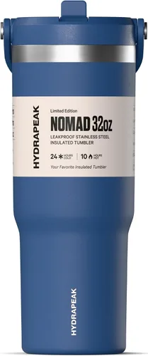 Vista 18 de Hydrapeak Nomad - Vaso de 32 onzas con asa y tapa con popote, a prueba de fugas, doble aislamiento, vaso de acero inoxidable de 32 onzas (almendra)