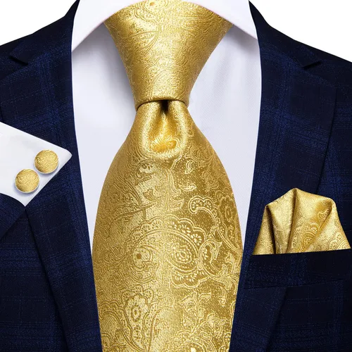 Vista 171 de Hi-Tie Corbata clásica de cachemira para hombre con pañuelo y gemelos a cuadros