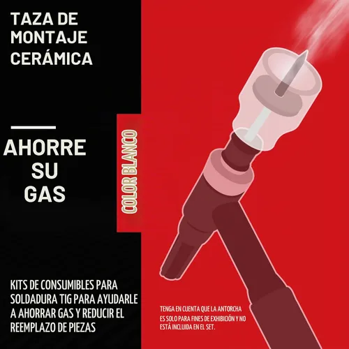 Vista 2 de RX WELD #12 Cerámica (paquete doble) Copas de soldadura TIG blancas