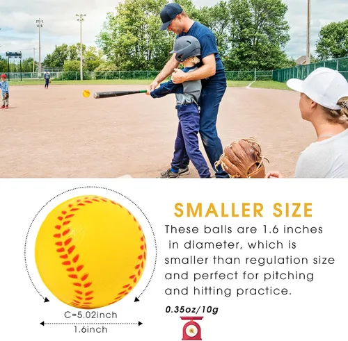 Vista 4 de Paquete de 20 mini pelotas de béisbol de espuma de 1.6 pulgadas, perfectas para practicar bateo y lanzar, mejorar tu precisión de bateo