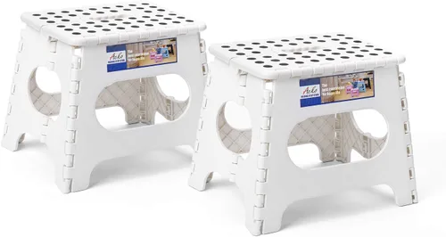 Vista 48 de ACKO Taburete plegable de 13 pulgadas, soporta 300 libras para adultos y Bicolor Verde