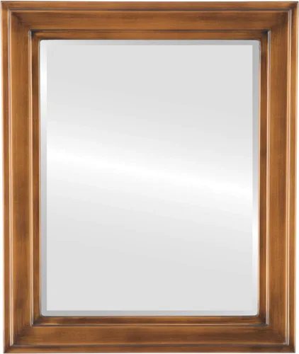 Vista 11 de OVALCREST Espejo de pared biselado rectangular para decoración del hogar, estilo Wright - Oro champán - Dimensiones exteriores de 16 x 20 pulgadas