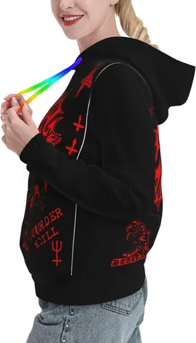 Vista 2 de NUTIEPETS Morbid Angel Hoodie Women Warm Fashion Soft Lightweight Long Sleeve Sweatshirt Drawstring Pocket Hoodies