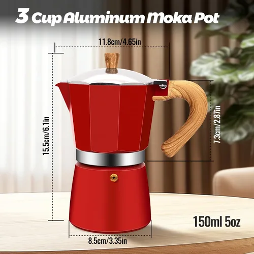 Vista 121 de Cafetera clásica de aluminio para 3 tazas Azul
