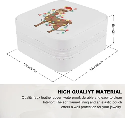 Vista 2 de Christmas Lights Camel Small Travel Jewelry Box Organizer Display Storage Case for Rings Earrings Necklace Xmas Holiday Gifts for Woman Girlfriend