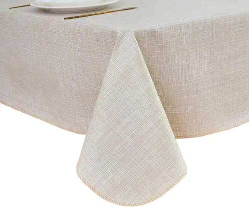 Vista 15 de LIBERECOO Mantel de vinilo resistente con reverso de franela, mantel de plástico impermeable a prueba de aceite, resistente a las manchas, lavable