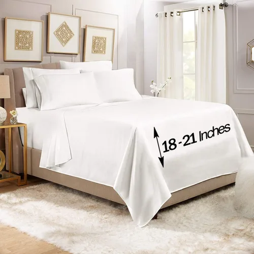 Vista 16 de Empyrean - Juego de 4 sábanas bajeras de bolsillo extra profundo de 110 GSM, juego de 4 sábanas de bolsillo extra profundo de 110 GSM, sábanas