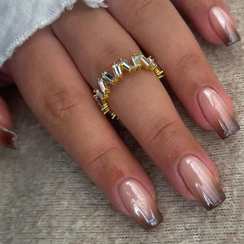 Vista 27 de 24 uñas postizas cuadradas a presión, cortas, bonitas, florales, acrílicas, con diseños de flores de arcoíris, uñas reutilizables con pegamento