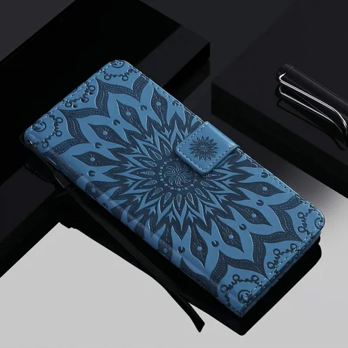 Vista 6 de Funda para Honor X7, diseño de flores de sol de piel de primera calidad con función atril y cierre magnético