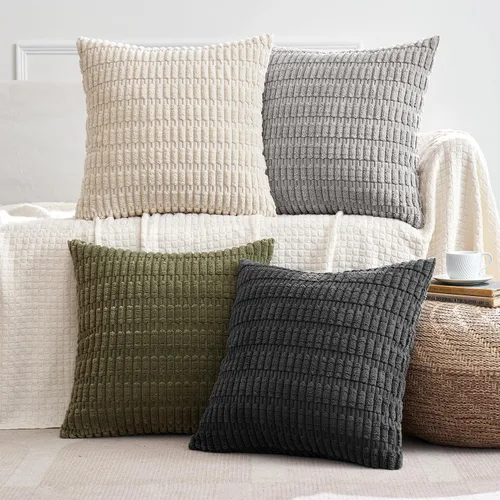 Vista 17 de MIULEE Paquete de 4 fundas de almohada decorativas neutras de 16 x 16 pulgadas para sofá, sala de estar, cama, estilo rústico, granja, bohemio