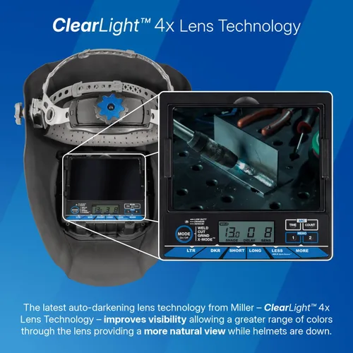 Vista 3 de Miller Digital Infinity™, ClearLight 4X - Auto Darkening Welding Helmet for Men with Light State and 4 Arc Sensors - Lightweight Welding Hood