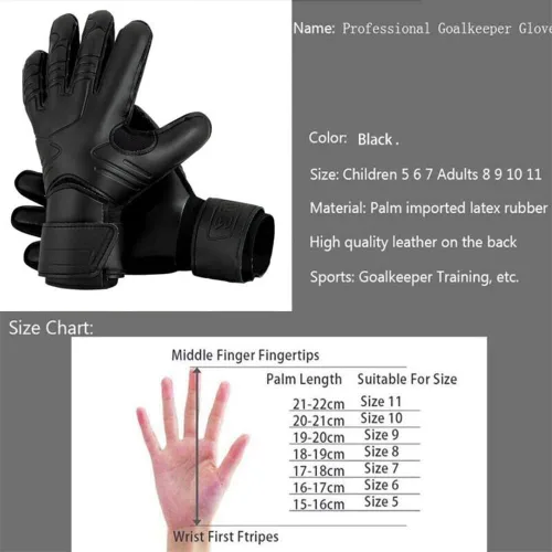 Vista 3 de Pro Black - Guantes de portero de fútbol para niños y adultos, con protector de dedos (5)