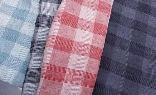 Vista 4 de Tela de lino 100% con patrón de tartán negro y tela de lino Material suave al tacto y ligero, ideal para ropa, manualidades y decoración del hogar