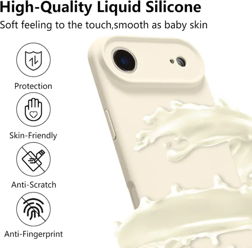 Vista 2 de Funda de silicona para iPhone Air, con [protección completa de la cámara] [forro de microfibra suave antiarañazos], funda de silicona líquida ultra