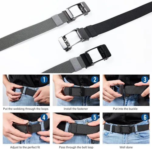 Vista 5 de Cinturón estilo trinquete para hombre, cinturón tejido de nailon